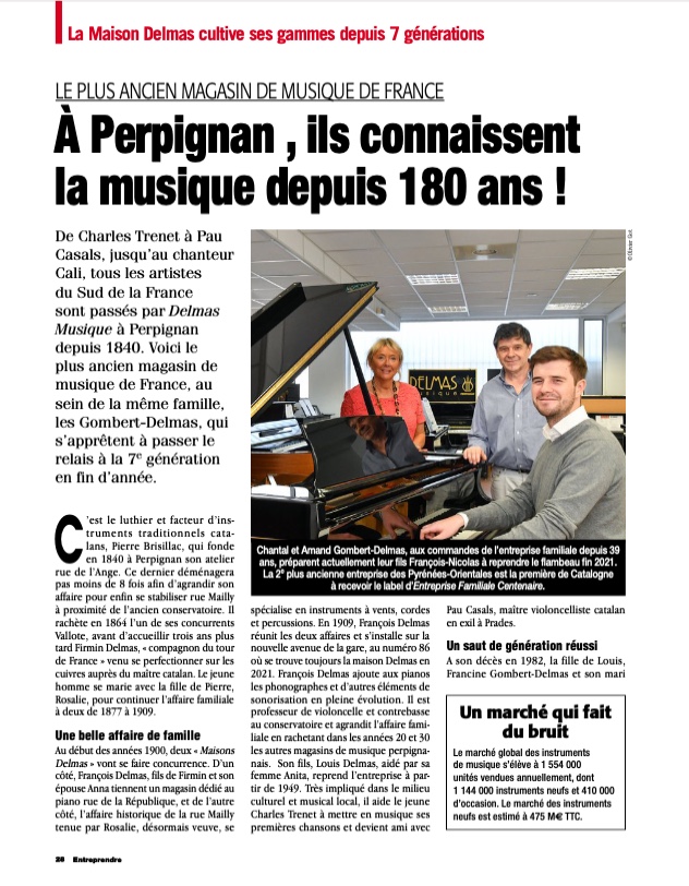 Delmas Musique Capture-d’écran-2021-04-20-à-15.29.38 Magazine "Entreprendre" Avril 2021 : Le Plus ancien Magasin de musique de France 