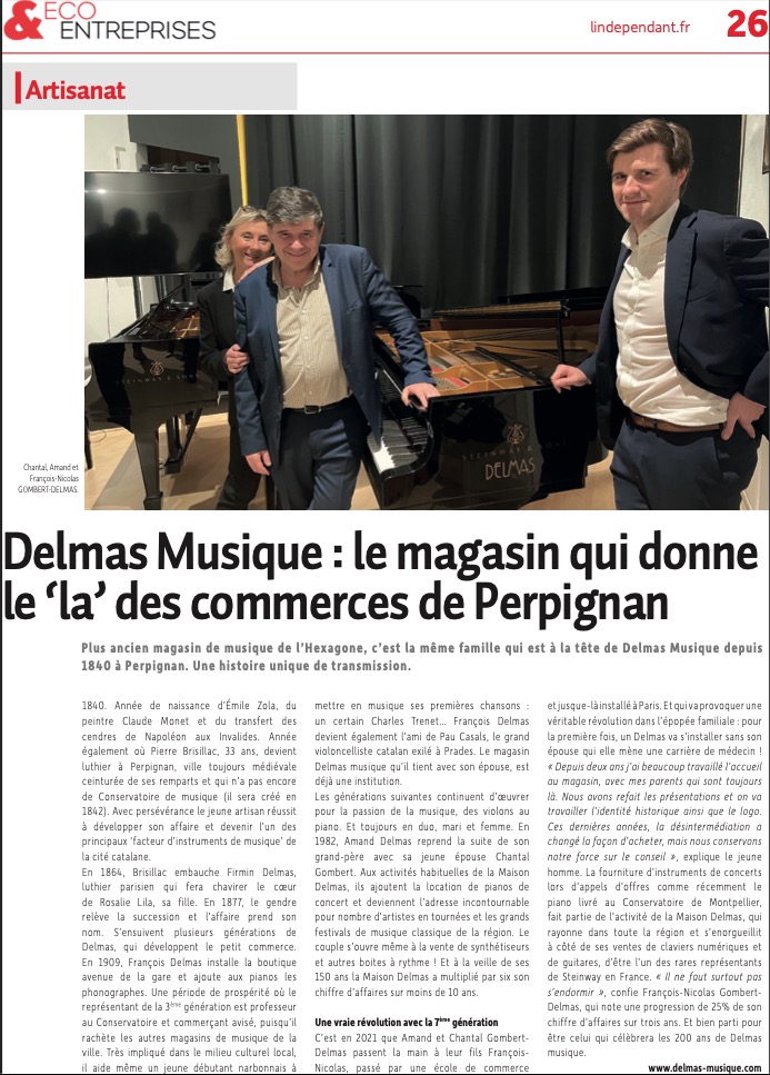 Delmas Musique Capture-decran-2024-01-13-a-18.44.13 Revue de Presse " Delmas Musique : le magasin qui donne le ‘la’ des commerces de Perpignan" 