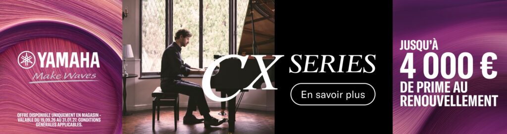 Delmas Musique Prime au renouvellement Yamaha : Jusqu'à 4 000 € d'avantage sur les pianos à queue SÉRIE CX ! Delmas Musique CX-SERIES-FRA-EUROS-Web-1920x510-1-1024x272 Prime au renouvellement Yamaha : Jusqu'à 4 000 € d'avantage sur les pianos à queue SÉRIE CX !